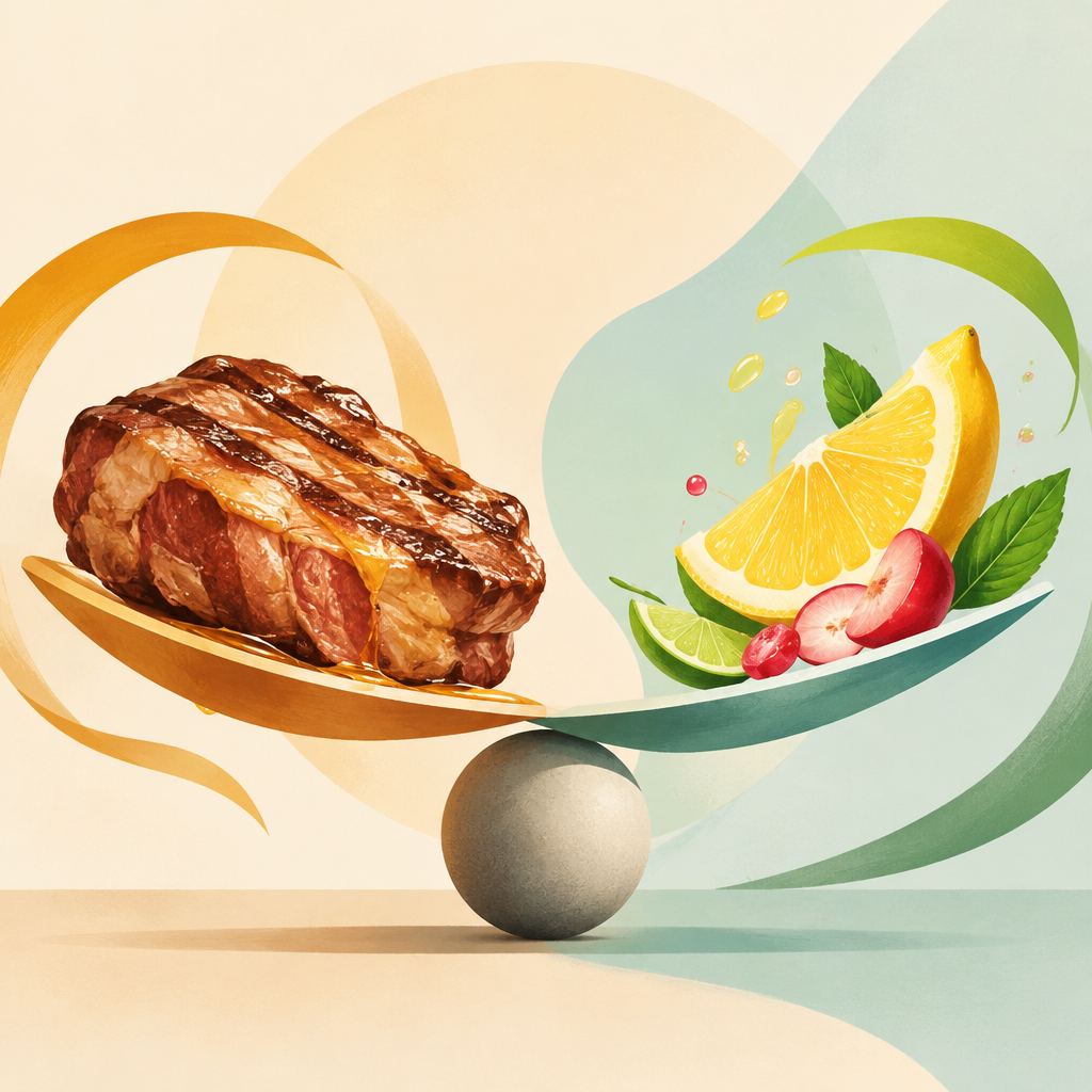AI 생성 설명 이미지: 안산일동맛집 유니드정육식당 | 기름진 고기와 산미 있는 곁들임의 맛 균형